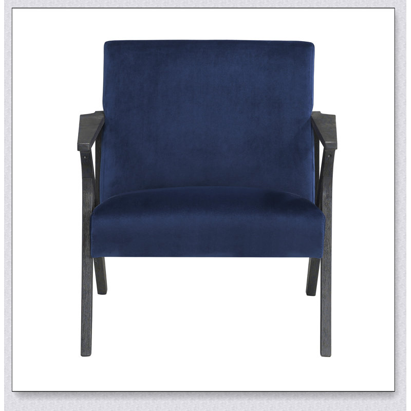 Fauteuil en velours bleu marine à 4 pieds