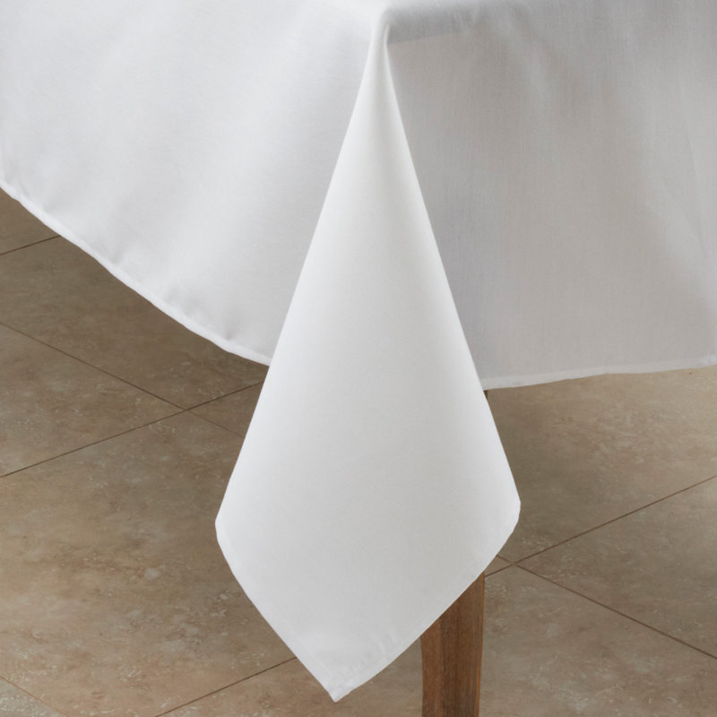 Sherry Polyester Tablecloth, 120" L x 65" W, White