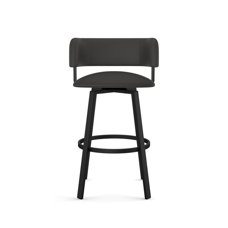Hillingdon Swivel Counter & Bar Stool, Textured Black, Charcoal Black Faux Leather, Counter Stool (26" Seat Height)