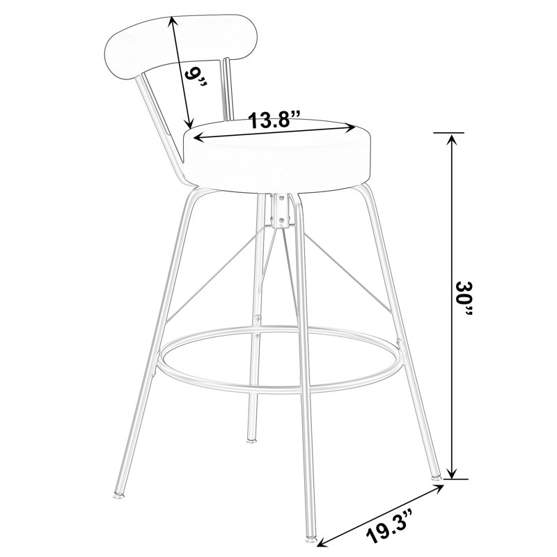Tabouret pivotant Groton, Noir, noir, noir, noir, Tabouret de bar (siège d'une hauteur de 30 po)