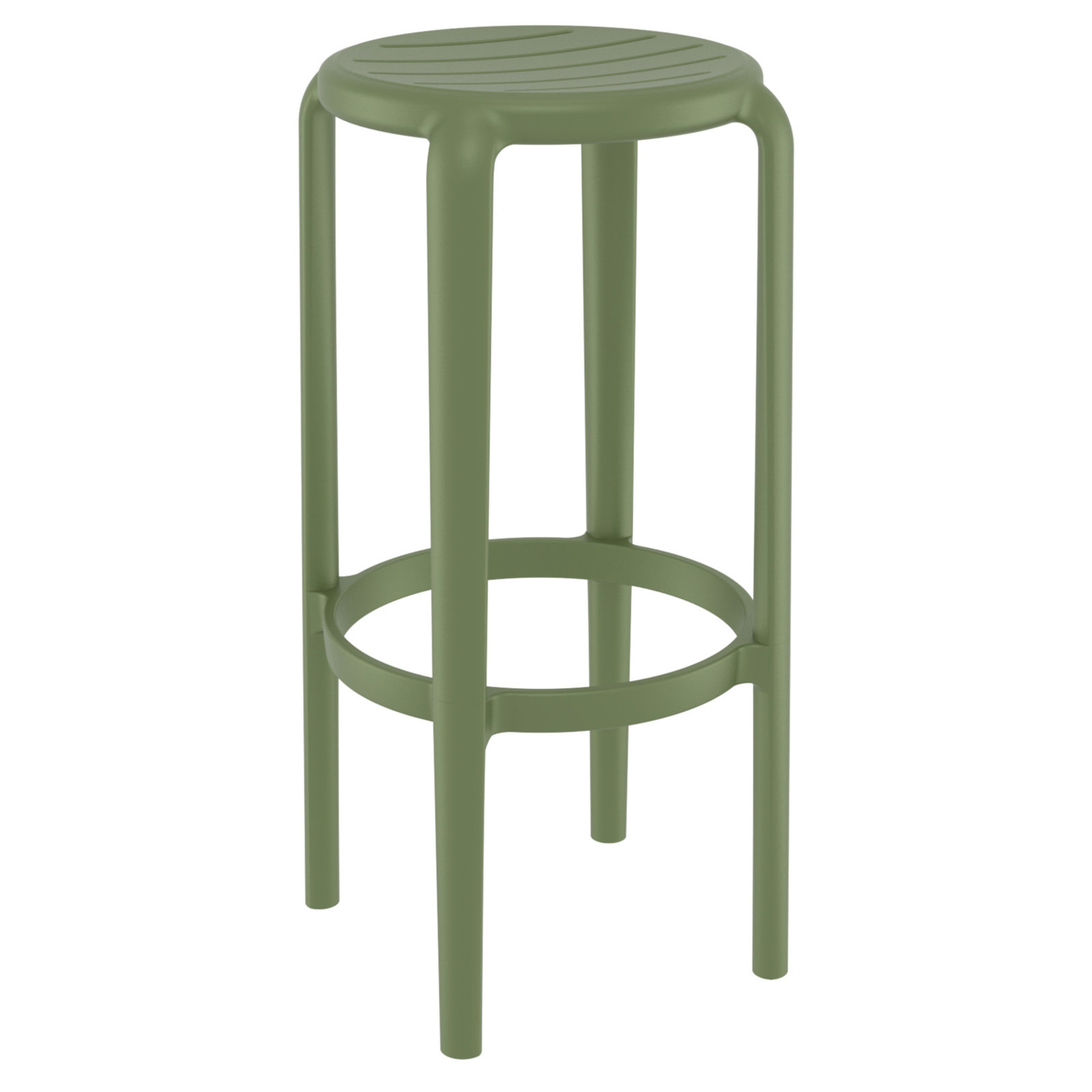 Awan Backless Outdoor Bar Stool, Olive Green, 29.75"