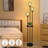 Floor Lamp With Shelves, 3-Lights Farmhouse Tall Floor Lamp With On/Off Foot Switch, Rustic Standing Lamp With Rattan Shades For Living Room Bedroom Office