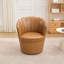 Fauteuil demi-tonneau pivotant en cuir véritable - Base en métal pivotant à 360 °-1286694342