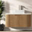 Meuble-lavabo flottant moderne avec lavabo transparent, bois durable et pierre