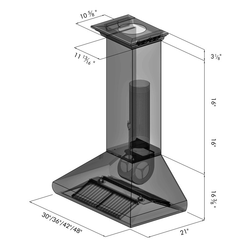 ZLINE 30 in. Professional Convertible Vent Wall Mount Range Hood in Stainless Steel with Crown Molding (587CRN-30), 36"