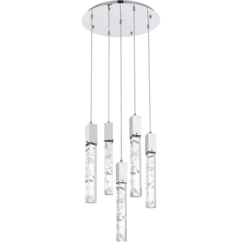  Lustre Aurora, H 19 po x l 20 po x P 20 po, Chrome et transparent, 5
