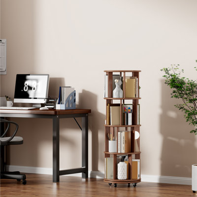 Bibliothèque rotative 100% bois massif sur roulettes