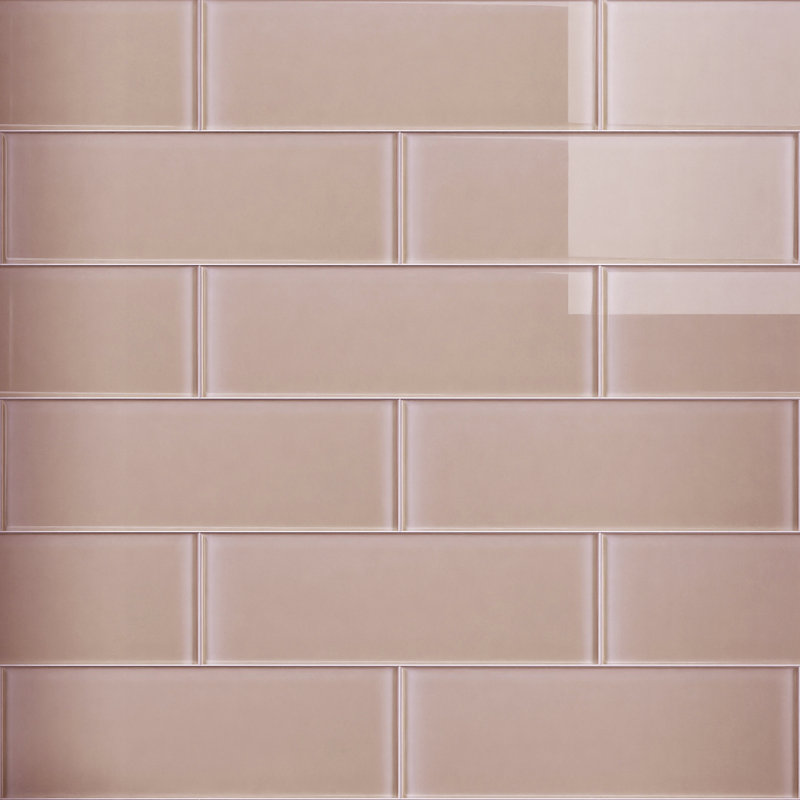 Crystile 4" x 12" Glass Mosaic Subway Tile, Beige
