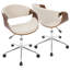 Chaise de bureau en noyer et crème