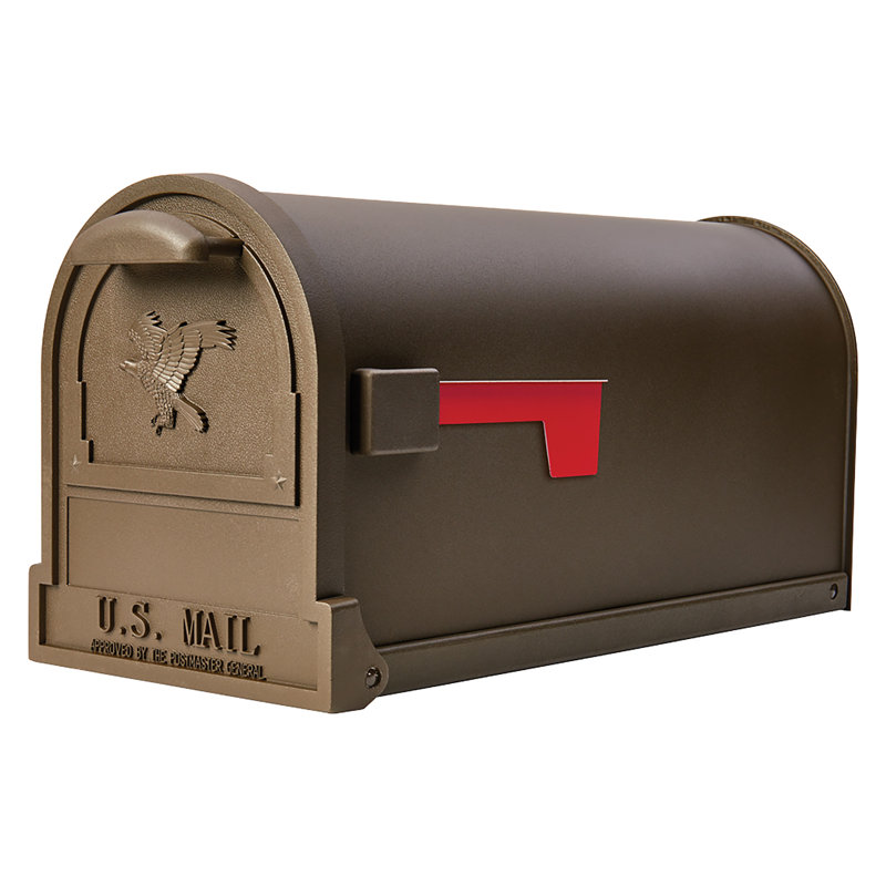 Bronze Steel Post-Mount Mailbox with Embossed Eagle