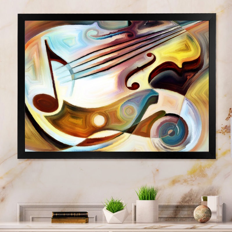 «Colorful Abstract Guitar V», reproduction d'art sur toile, H 8 po x l 12 po x P 1 po, Cadre noir
