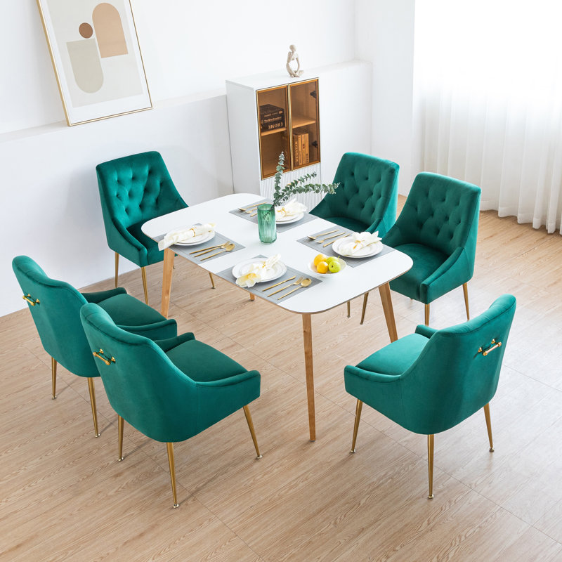Eilis 30cm H Polyester Upholstered Upholstered Back Side Chair, Green
