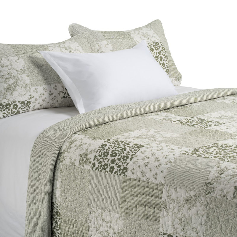 Matcha modern country style quilt set, Queen Quilt + 2 Queen Shams