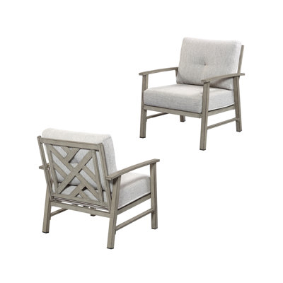 SeeHill Aluminum Outdoor Sofa Chairs Set of 2, Modern Weatherproof Patio Armchair with 5.9" Thick Cushions, UV-Resistant, Durable, Easy Assembly for B by Winston Porter
