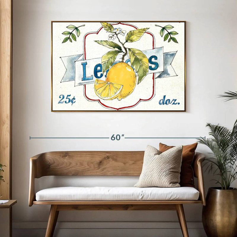 Plaque murale Fruit Stand II, 46 po x 31 po, Cadre flottant doré