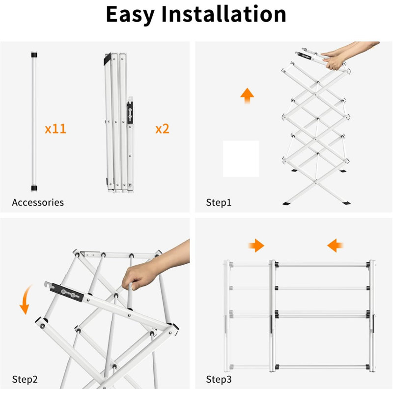 3-Tier Foldable Antirust Clothes Drying Rack