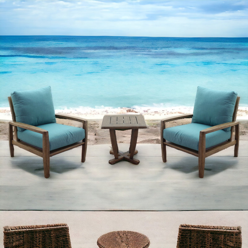 Shivers Teak 2 - Person Patio Conversation Set with Cushions