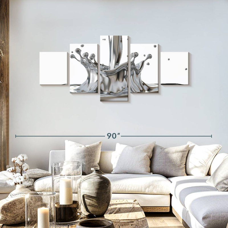 Avery Liquid Silver Splash, 30" H x 68" W
