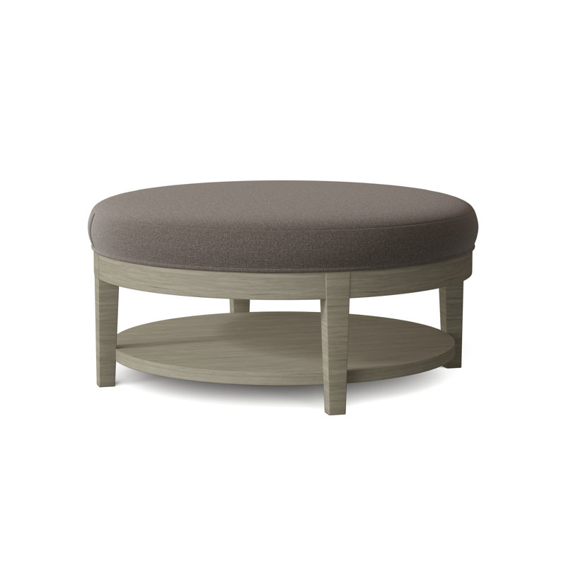 Midtown Upholstered Ottoman, Gray Sugar Performance; 0863-84, Brass Finish