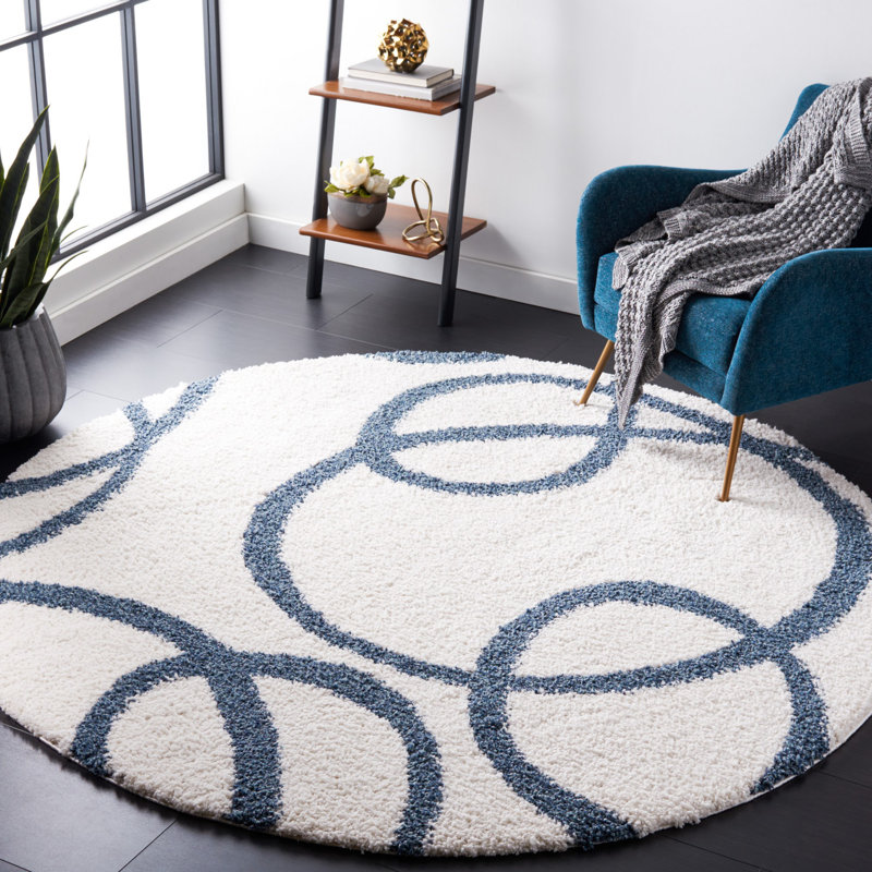 Coup Shag Performance Abstract Rug, Round 6'7"