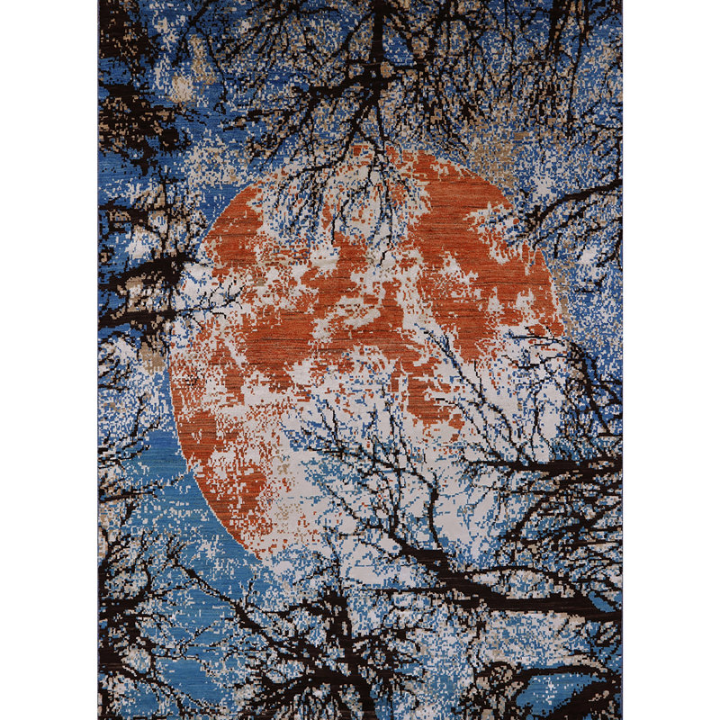 Tapis bleu / orange / noir Brussels, Tapis de couloir 2 pi x 5 pi