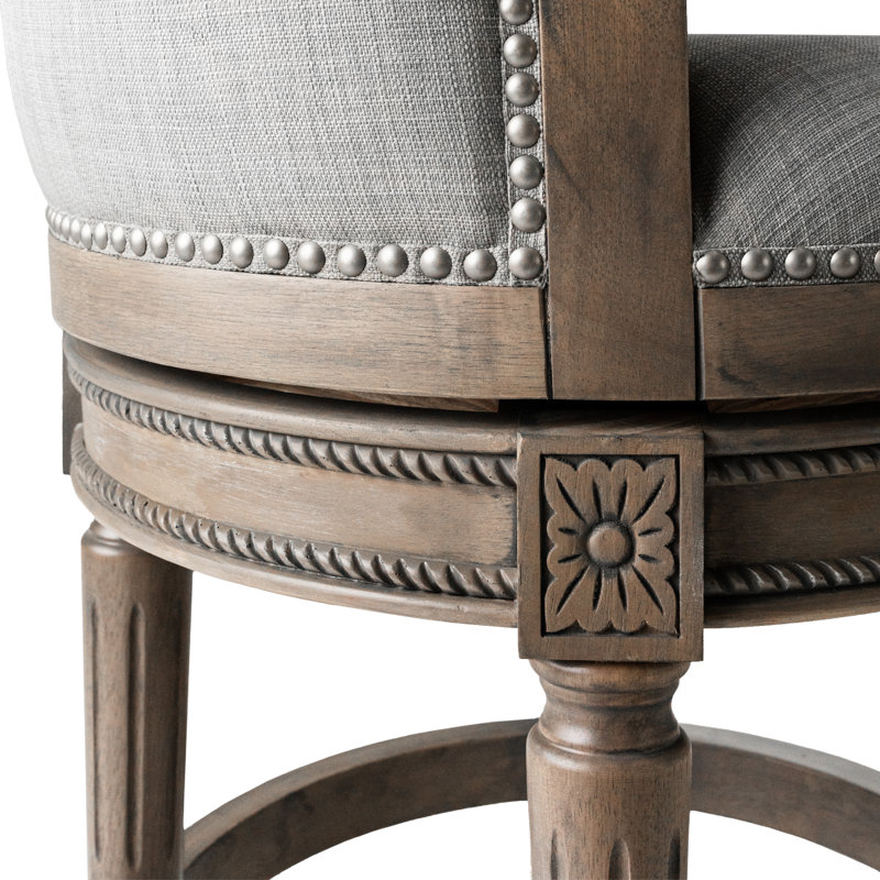Maven Lane Pullman Stool with Fabric Upholstery, Counter Stool (26" Seat Height), Reclaimed Oak, Single