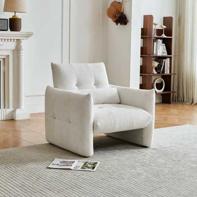 Fauteuil d'appoint ergonomique robuste en bois massif touffeté, fauteuil de soutien facile à assembler avec coussin lombaire, parfait pour les petits espaces salon chambre bureau