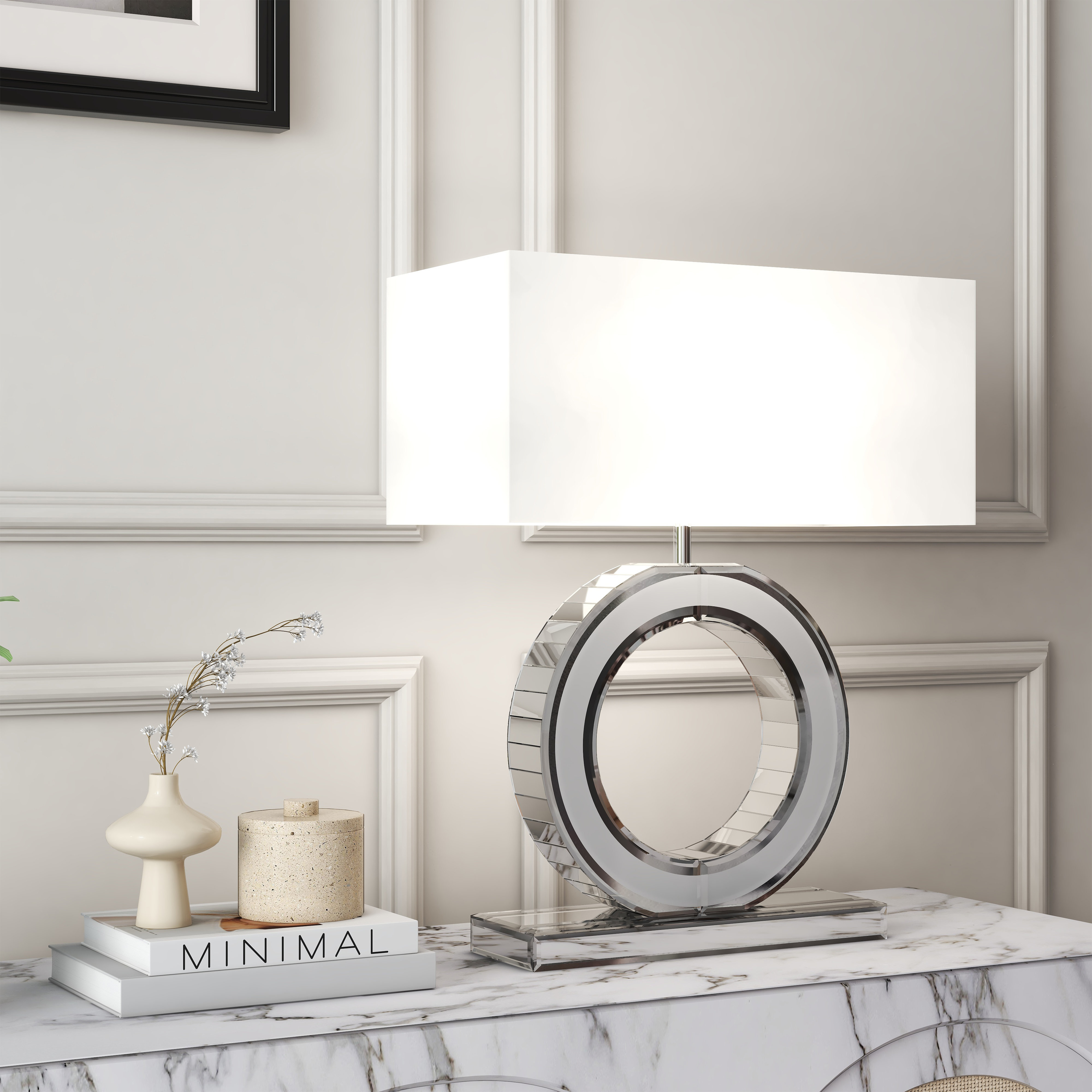 Mirrored table lamp store base