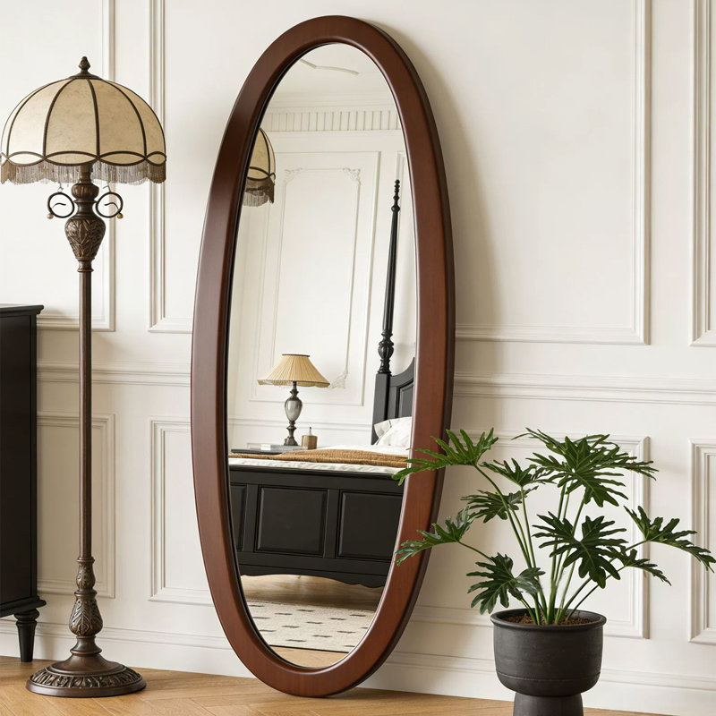 Miroirs ovales en bois manufacturé, 66.93" x 27.56"