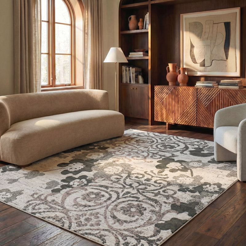 Tapis à motif floral Braizlee, Rectangle 8 pi x 10 pi