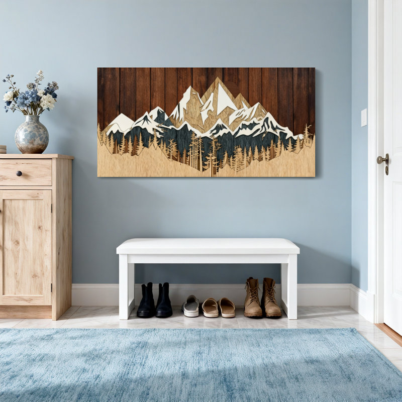 Paysage et nature, chaîne de montagnes, forêt, art, H 16 po x l 32 po