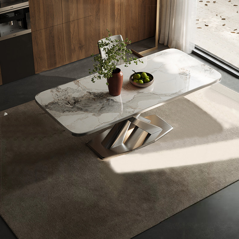 Table de salle à manger en acier inoxydable, H 29,53 po x L 62,99 po x l 35,43 po