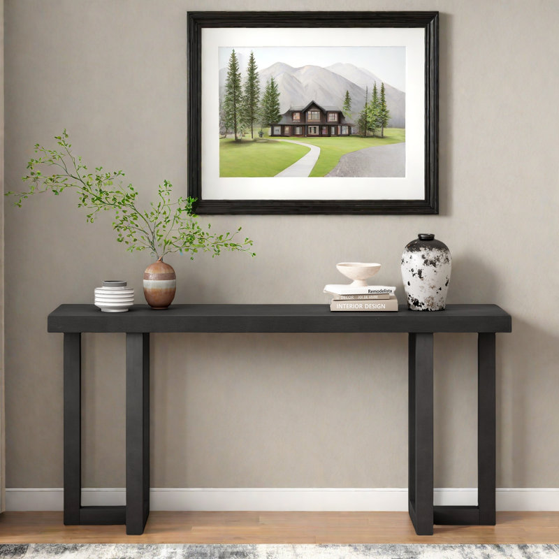 Geometric Design Console Table, Behind Couch Table, Black