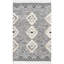Tapis gris en laine noué à la main à motif de treillis marocain à frange Adi-1230992656
