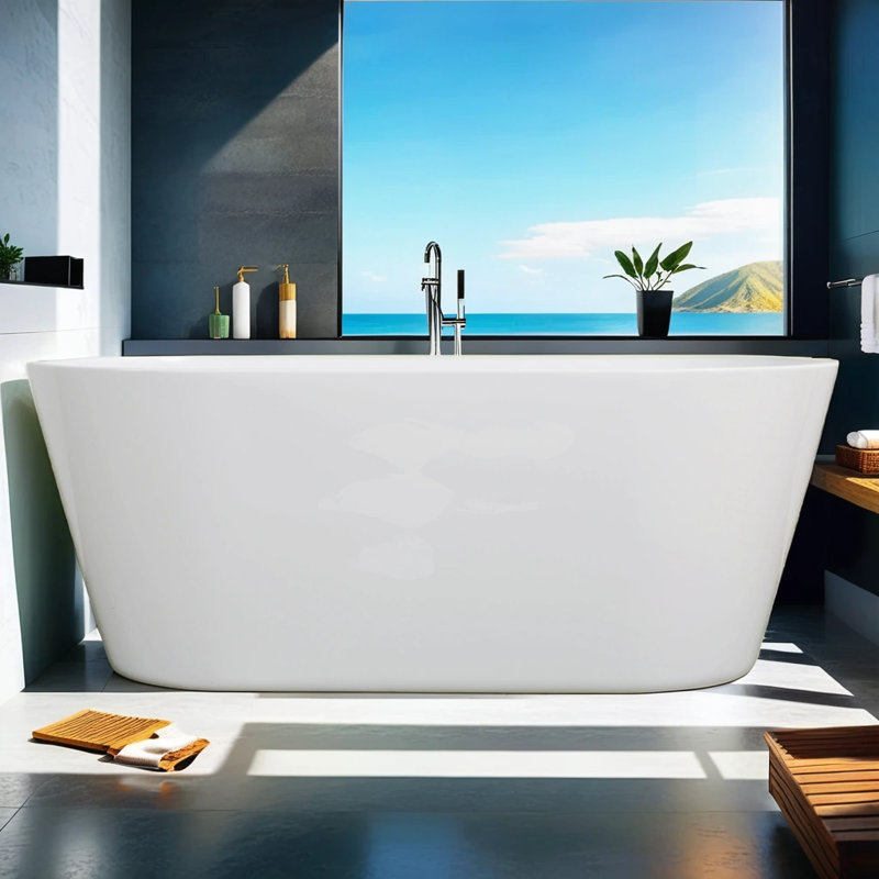 67.01'' x 31.11'' Freestanding Soaking Acrylic Bathtub