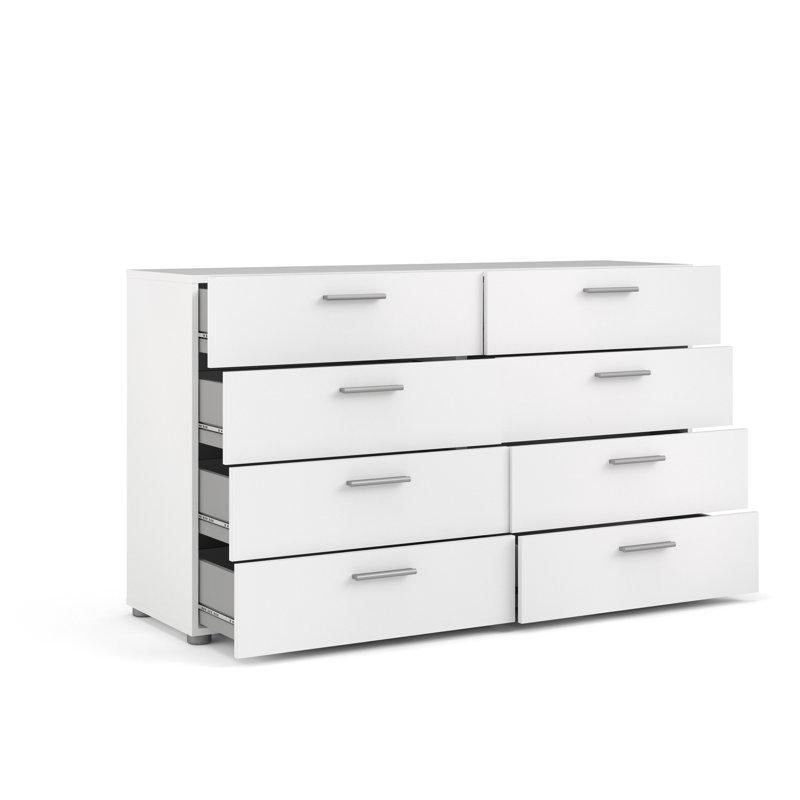 Commode double à huit tiroirs de l 55,12 po Gianna, Blanc