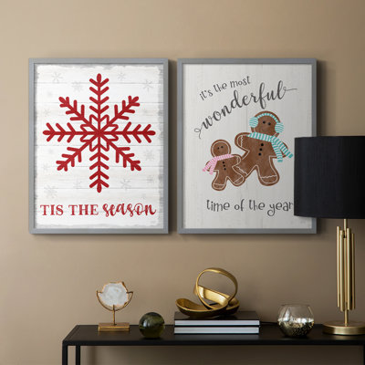 Tis the Season flocon de neige - reproduction encadrée de qualité supérieure - prête à être accrochée - aucun clou requis - aucun clou requis