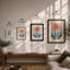 Symmetrical Daisy Folk Botanical - Framed Print-164120096-164120125