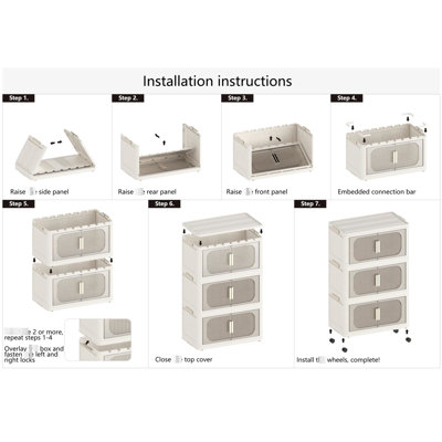 Armoire de rangement latérale en plastique noir rétro de 50 cm de large, pliable et munie de roulettes, idéale pour la chambre à coucher. Armoire pliante noire à 4 compartiments, modulable et facile à déplacer.