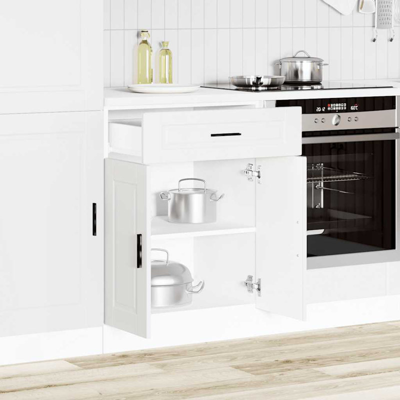 Latitude Run Kitchen Corner Base Cabinet Porto Engineered Wood, White