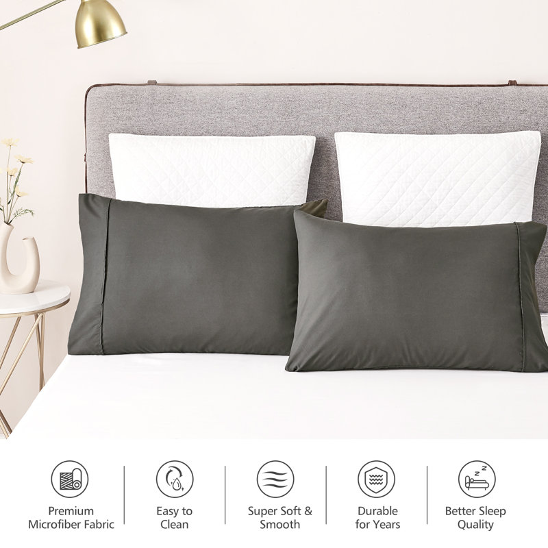Microfiber - Set of 2, Queen, Dark Gray