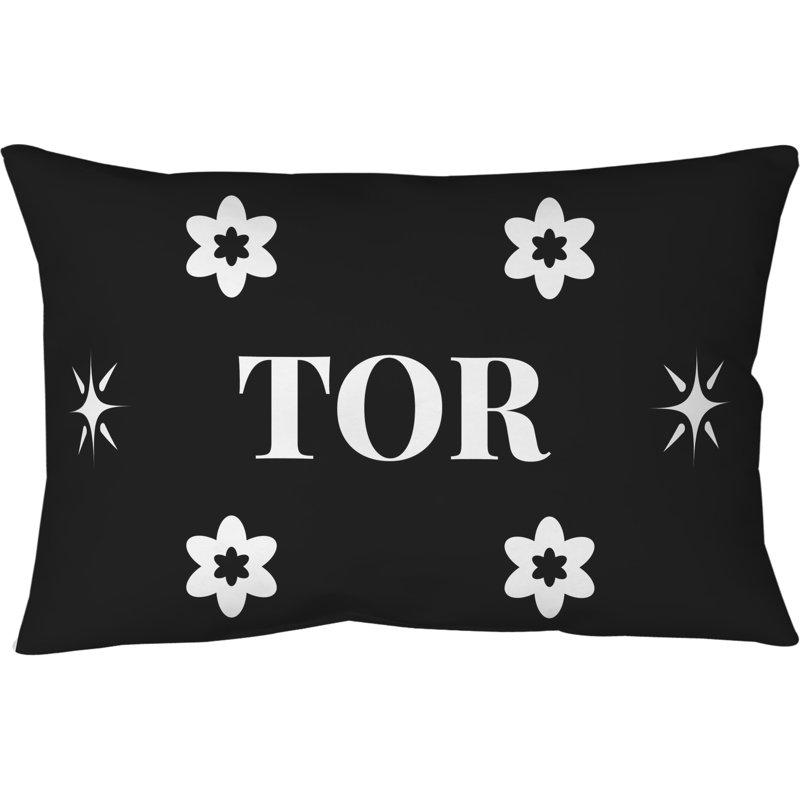 Coussin en coton croisé Toronto 20 pouces x 14 pouces Toronto, Noir / blanc