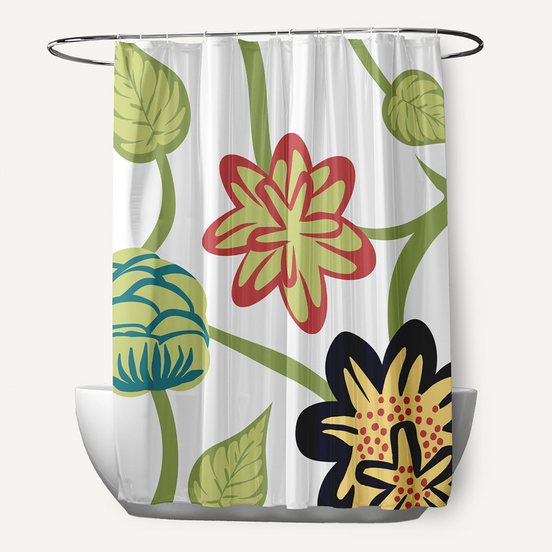 Aspacio Floral Shower Curtain, Yellow