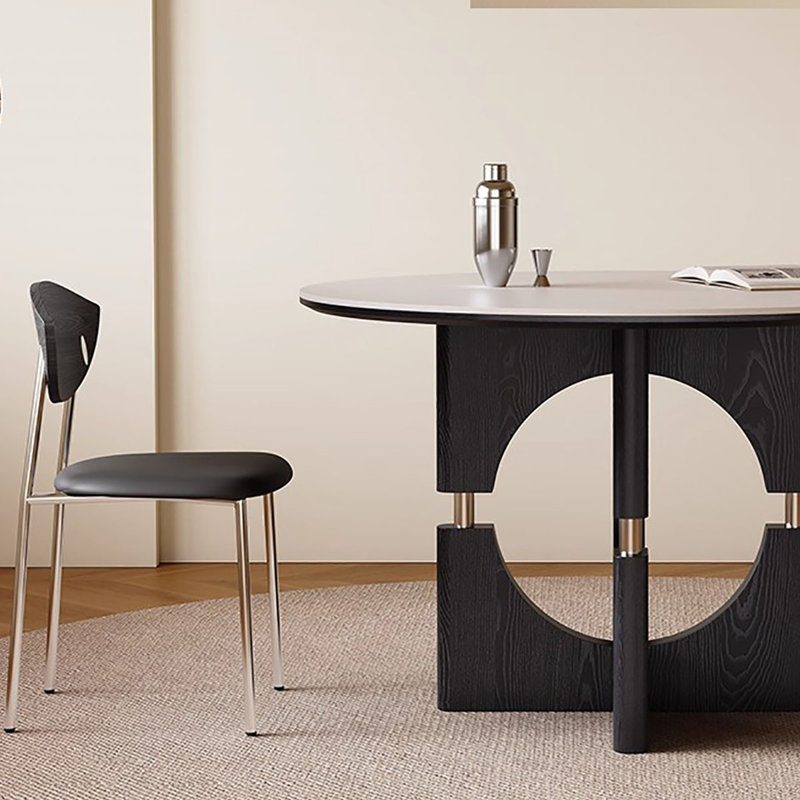 Table de salle à manger ronde, H 29,5 po x l 47,2 po x P 47,2 po