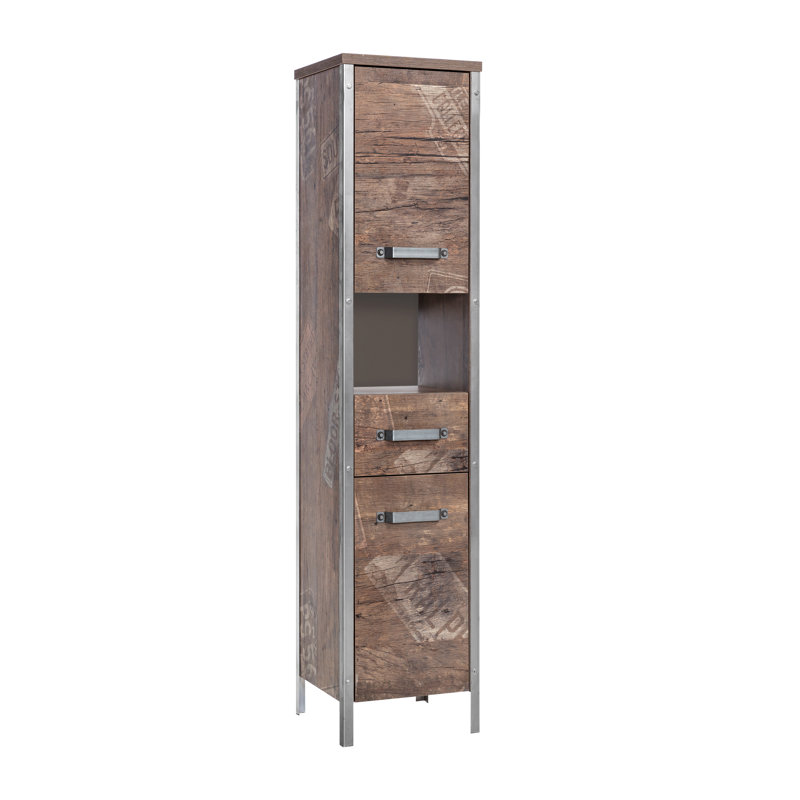 Harkon Wood Material Freestanding Linen Cabinet, Panamaeiche Dekor