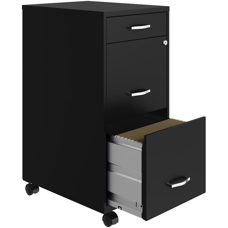 Modern 3-Drawers Vertical Metal Filing Cabinet Pre-assembled, Black