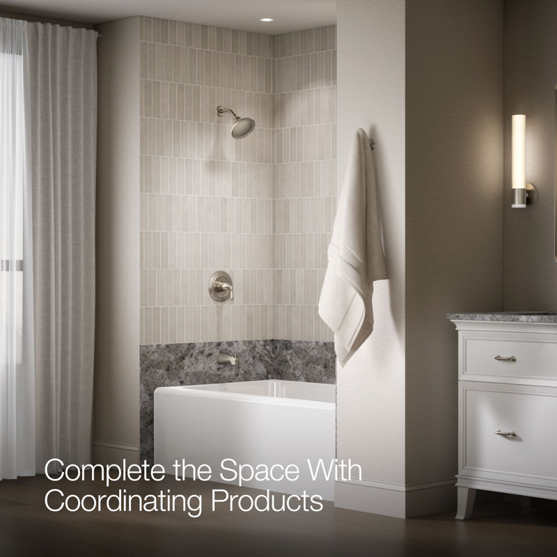 Devonshire Rite-Temp Bath and Shower Trim with Npt Spout and 1.75 Gpm Showerhead, Vibrant Brushed Nickel, Threaded Spout