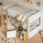 Lit superposé simple au dessus d'un lit simple avec armoire de rangement de chevet et ports USB, conception à deux tons, chambre d'enfant moderne
