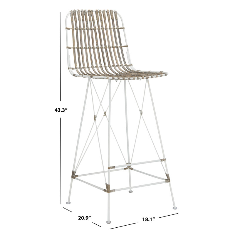 Tabouret de bar et de comptoir Lisdale, Blanc délavé, Tabouret de bar (siège d’une hauteur de 29,5 po