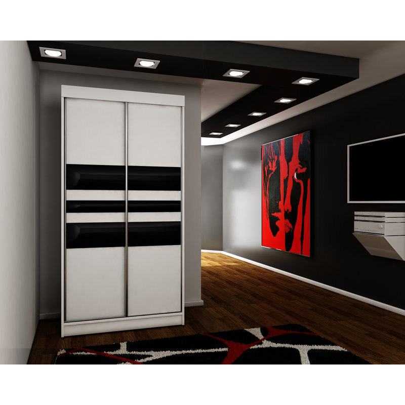Sheredan 2 Door Solid + Manufactured Wood Wardrobe, White/Black